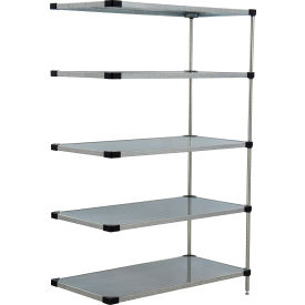 Nexel® 5 Shelf Galvanized Steel Solid Shelving Unit Add On 36""W x 24""D x 74""H