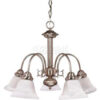 Satco 60/181 Ballerina 5 Light 24"" Chandelier w/ Alabaster Glass Bell Shades  Brushed Nickel