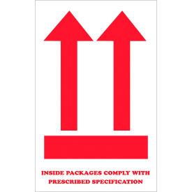 Tape Logic® Labels with ""This End Up"" Print 8""L x 4""W Red/White Roll of 500