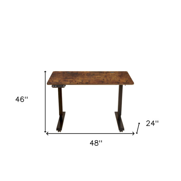 48" Adjustable Brown and Black Computer Desk