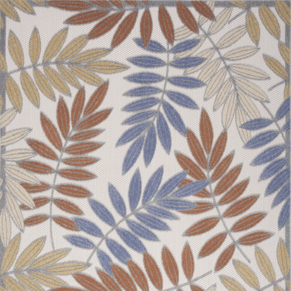 5' X 7' Mocha and Blue Indoor Outdoor Area Rug