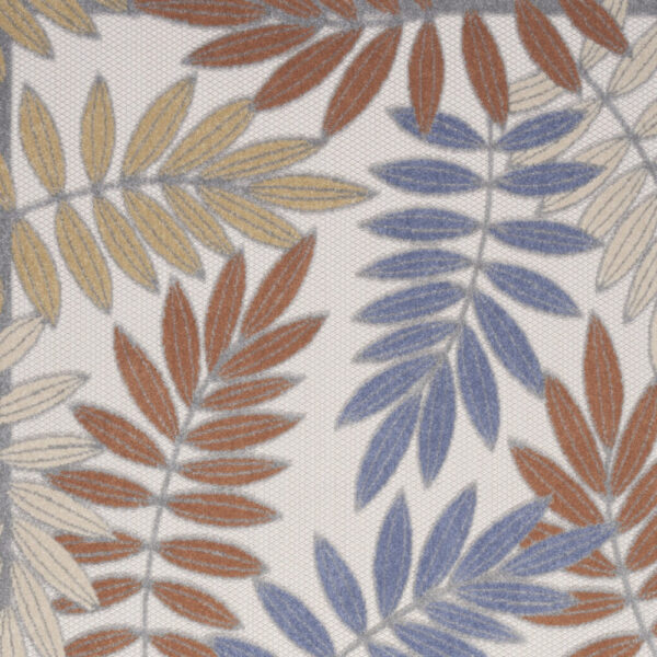 5' X 7' Mocha and Blue Indoor Outdoor Area Rug