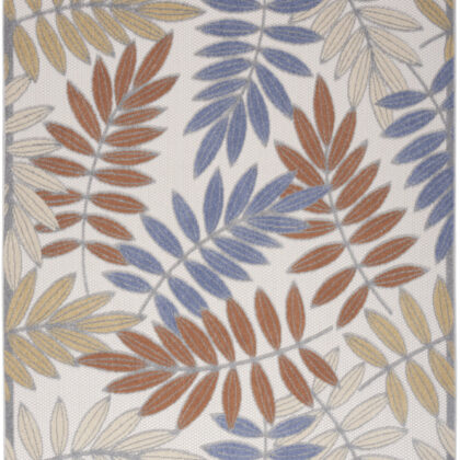 5' X 7' Mocha and Blue Indoor Outdoor Area Rug