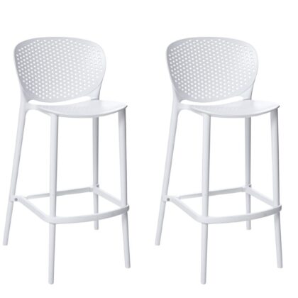 Set of Four 26" White Heavy Duty Plastic Low Back Counter Height Bar Chairs
