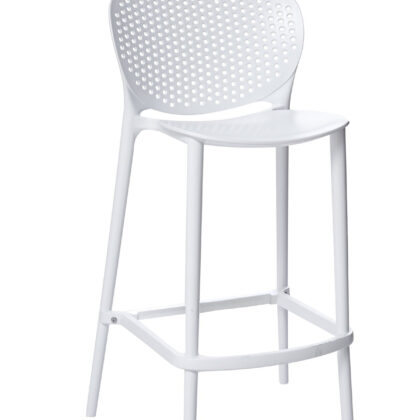 Set of Four 26" White Heavy Duty Plastic Low Back Counter Height Bar Chairs