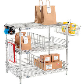 Nexelate® Silver Epoxy To Go Rack 3 Wire Shelves Dividers & Ledges 36""W x 18""D x 34""H