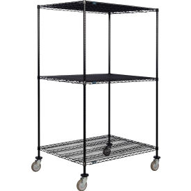 Nexel® 3 Shelf Truck Black Epoxy 60""W x 36""D x 80""H Polyurethane Swivel Casters