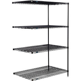 Nexel® 4 Shelf Black Epoxy Wire Shelving Unit Add On 48""W x 30""D x 74""H