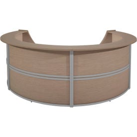 Regency Marque Quad Unit Reception Curved Desk Workstation 142""W x 103""D x 45-1/2""H Noble Oak