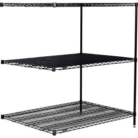 Nexel® 3 Shelf Black Epoxy Wire Shelving Unit Add On 72""W x 36""D x 54""H