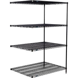 Nexel® 4 Shelf Black Epoxy Wire Shelving Unit Add On 60""W x 36""D x 74""H