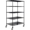 Nexel® 5 Shelf Truck Black Epoxy 36""W x 30""D x 80""H Polyurethane Swivel Casters