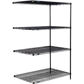 Nexel® 4 Shelf Black Epoxy Wire Shelving Unit Add On 36""W x 30""D x 74""H