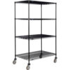 Nexel® 4 Shelf Truck Black Epoxy 48""W x 30""D x 80""H Polyurethane Swivel Casters
