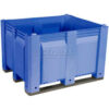 Decade® Solid Wall Pallet Container Long Side Runners 48""L x 40""W x 31""H 1500 lb Cap Blue