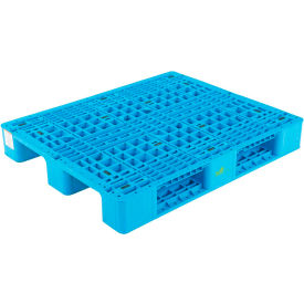 Rackable Open Deck Pallet HDPE 4-Way Entry 47-1/8"" x 39-1/4"" 13200 Lb Static Capacity Blue