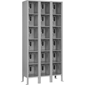 Global Industrial 6-Tier 18 Door Clear View Locker Digital Lock 36""Wx18""Dx78""H Gray Unassembled