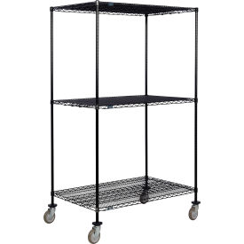 Nexel® 3 Shelf Truck Black Epoxy 60""W x 30""D x 80""H Polyurethane Swivel Casters
