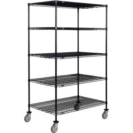 Nexel® 5 Shelf Truck Black Epoxy 60""W x 30""D x 60""H Polyurethane Swivel Casters