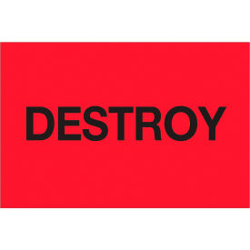 Tape Logic® Paper Labels with ""Destroy"" Print 3""L x 2""W Fluorescent Red Roll of 500