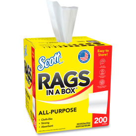 Scott® Rags In A Box 10 x 12 White 200/Box 8 Boxes Per Carton - KCC 75260