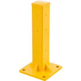 Global Industrial™ Bolt-On Steel Post for Single 3-Rib Guard Rail 24""H Yellow