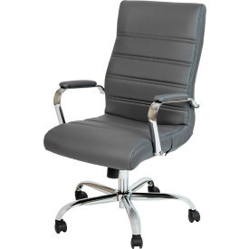 Flash Furniture® Whitney Executive Office Chair with High Back & Fixed Arms Faux Leather Gray