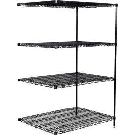 Nexel® 4 Shelf Black Epoxy Wire Shelving Unit Add On 72""W x 36""D x 74""H