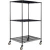 Nexel® 3 Shelf Truck Black Epoxy 36""W x 36""D x 80""H Polyurethane Swivel Casters