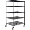 Nexel® 5 Shelf Truck Black Epoxy 36""W x 36""D x 69""H Polyurethane Swivel Casters