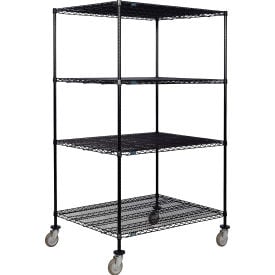 Nexel® 4 Shelf Truck Black Epoxy 60""W x 36""D x 69""H Polyurethane Swivel Casters