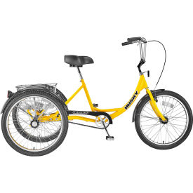 Husky Bicycles T-124 Industrial Tricycle 500 Lb. capacity 24"" Wheels Includes Basket Yellow