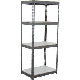 Global Industrial 4 Shelf Extra Heavy Duty Boltless Shelving Starter 36""Wx18""Dx120""HLaminate Deck