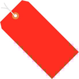 Global Industrial Shipping Tag Pre-Strung #4 4-1/4""L x 2-1/8""W Fluorescent Red 1000/Pack