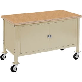 Global Industrial™ Mobile Cabinet Workbench - Shop Square Edge 72""W x 30""D Tan