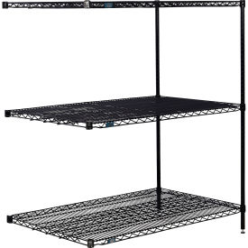 Nexel® 3 Shelf Black Epoxy Wire Shelving Unit Add On 48""W x 30""D x 54""H