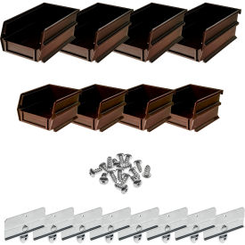 Triton Products Poly Brown Hanging Bin & BinClip Kits 4 Small & 4 Medium Bins