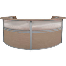 Regency Marque Plexi Quad Unit Reception Curved Desk Workstation 142""W x 103""D x 45-1/2""HNoble Oak