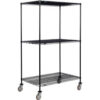 Nexel® 3 Shelf Truck Black Epoxy 48""W x 30""D x 60""H Polyurethane Swivel Casters
