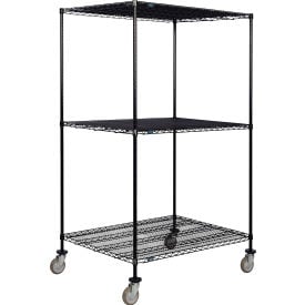 Nexel® 3 Shelf Truck Black Epoxy 36""W x 36""D x 69""H Polyurethane Swivel Casters