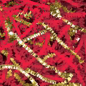 PreciousMetal™ Crinkle Paper Shreds 10 lbs. Gold/Red