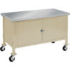 Global Industrial™ Mobile Cabinet Workbench - Stainless Steel Square Edge 60""W x 30""D Tan