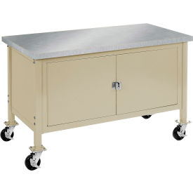 Global Industrial™ Mobile Cabinet Workbench - Stainless Steel Square Edge 60""W x 30""D Tan