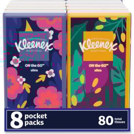 Kleenex® On The Go Packs Facial Tissues 3-Ply White 10 Sheets/Pouch 8 Pouches/Pack