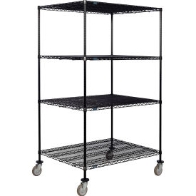 Nexel® 4 Shelf Truck Black Epoxy 48""W x 36""D x 69""H Polyurethane Swivel Casters