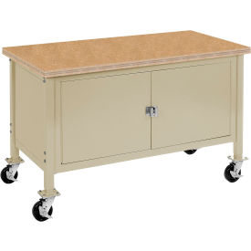 Global Industrial™ Mobile Cabinet Workbench - Shop Square Edge 60""W x 30""D Tan