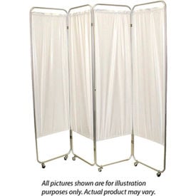 FEI Standard 4-Panel Privacy Screen with Casters 6 mil Vinyl Panels 62""W x 68""H White