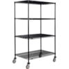 Nexel® 4 Shelf Truck Black Epoxy 60""W x 30""D x 80""H Polyurethane Swivel Casters