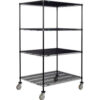 Nexel® 4 Shelf Truck Black Epoxy 48""W x 36""D x 60""H Polyurethane Swivel Casters