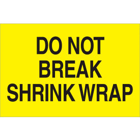 Tape Logic® Labels with ""Do Not Break..."" Print 3""L x 2""W Fluorescent Yellow Roll of 500